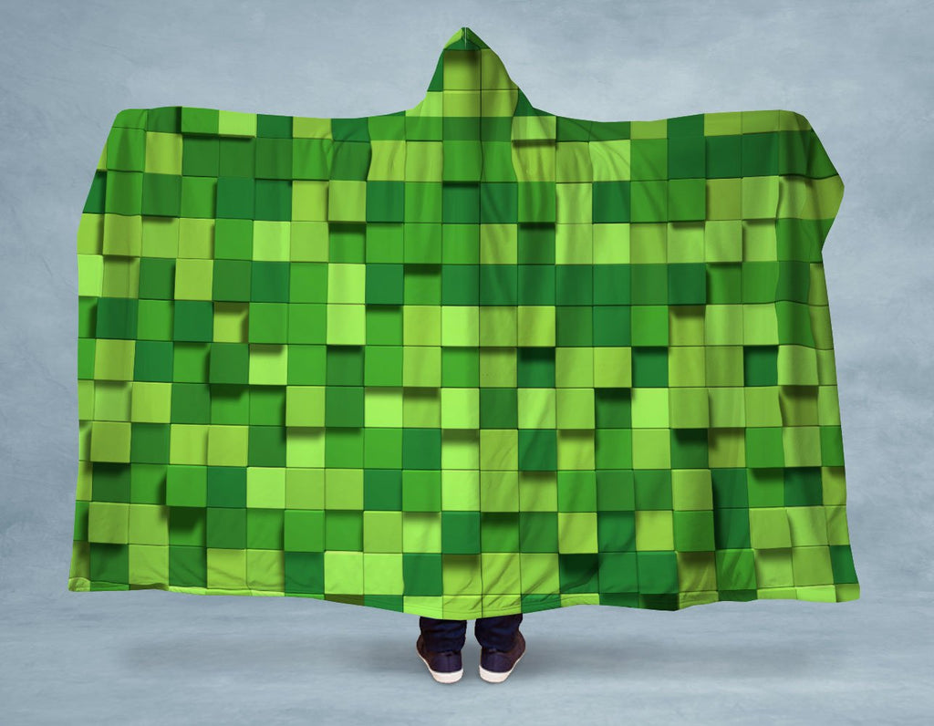 Green Pixel Gamer Hooded Blanket