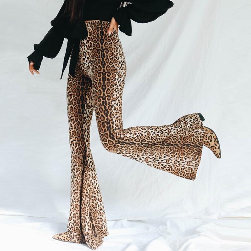 High Waist Leopard Print Flare Leggings