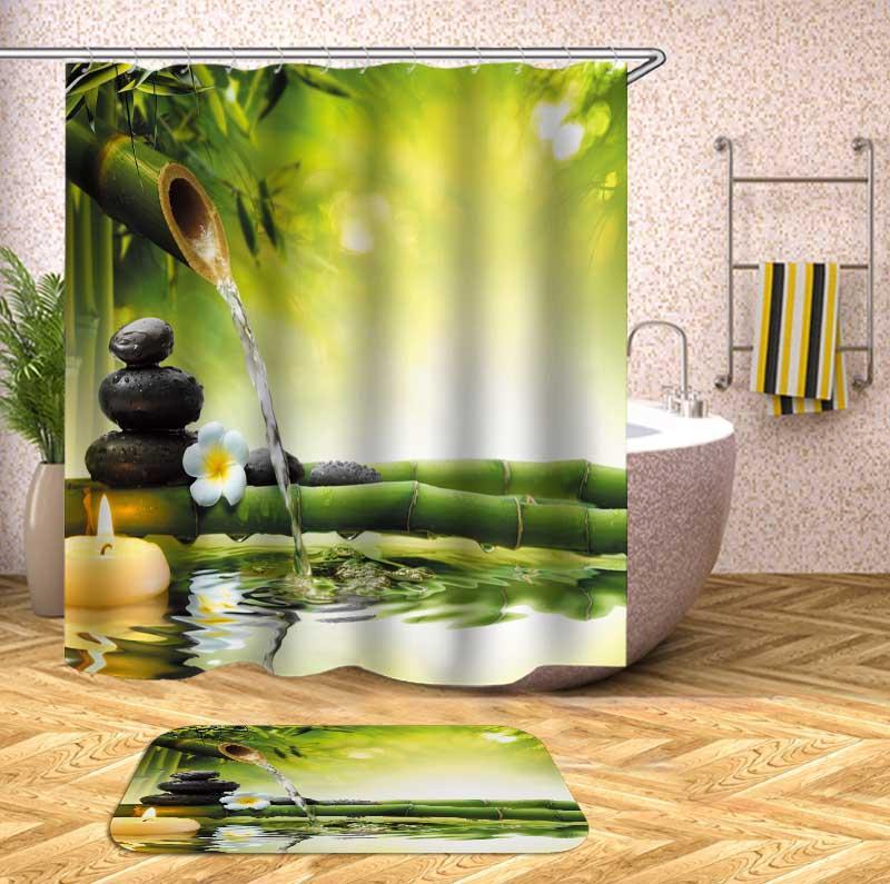 Water Trickle Bamboo Shower Curtain