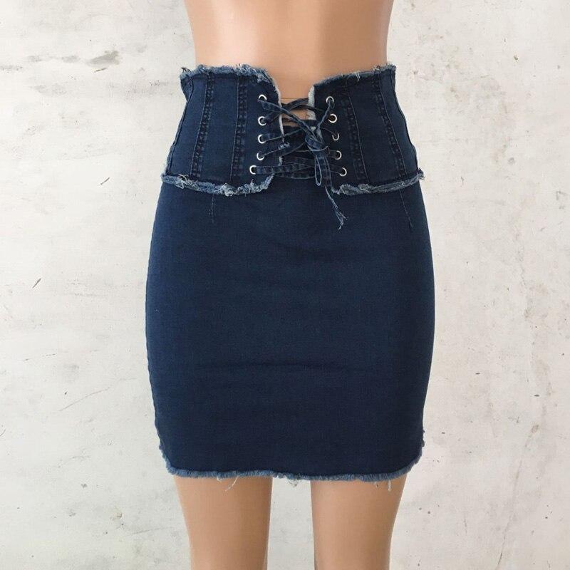 Blue Jeans Women Mini Pencil Denim Skirt