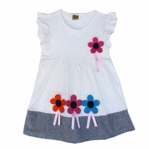 Girls Cotton Floral Dress for Summer | Girl's Ruffled Short Sleeve