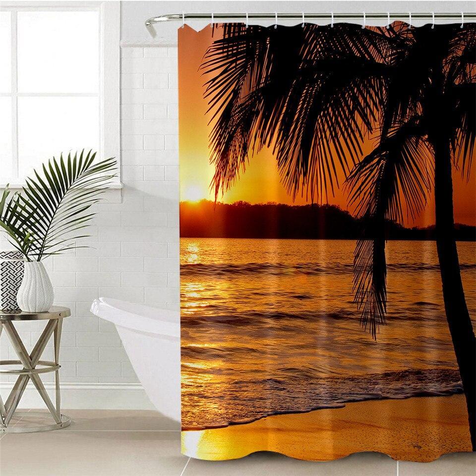 Palm Tree Sunset Shower Curtain