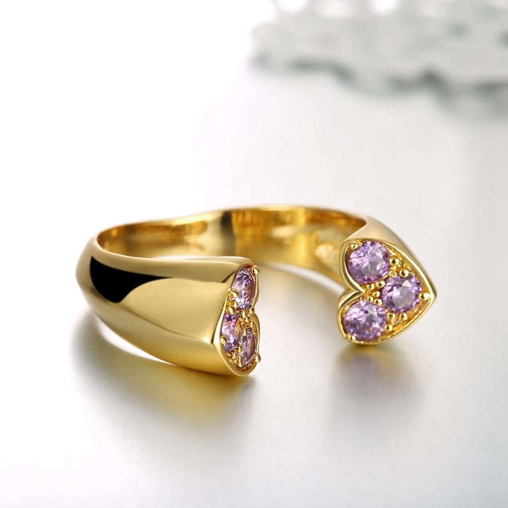 18K Gold Plated Pink Hearts Together Ring made with Swarovski Crystals