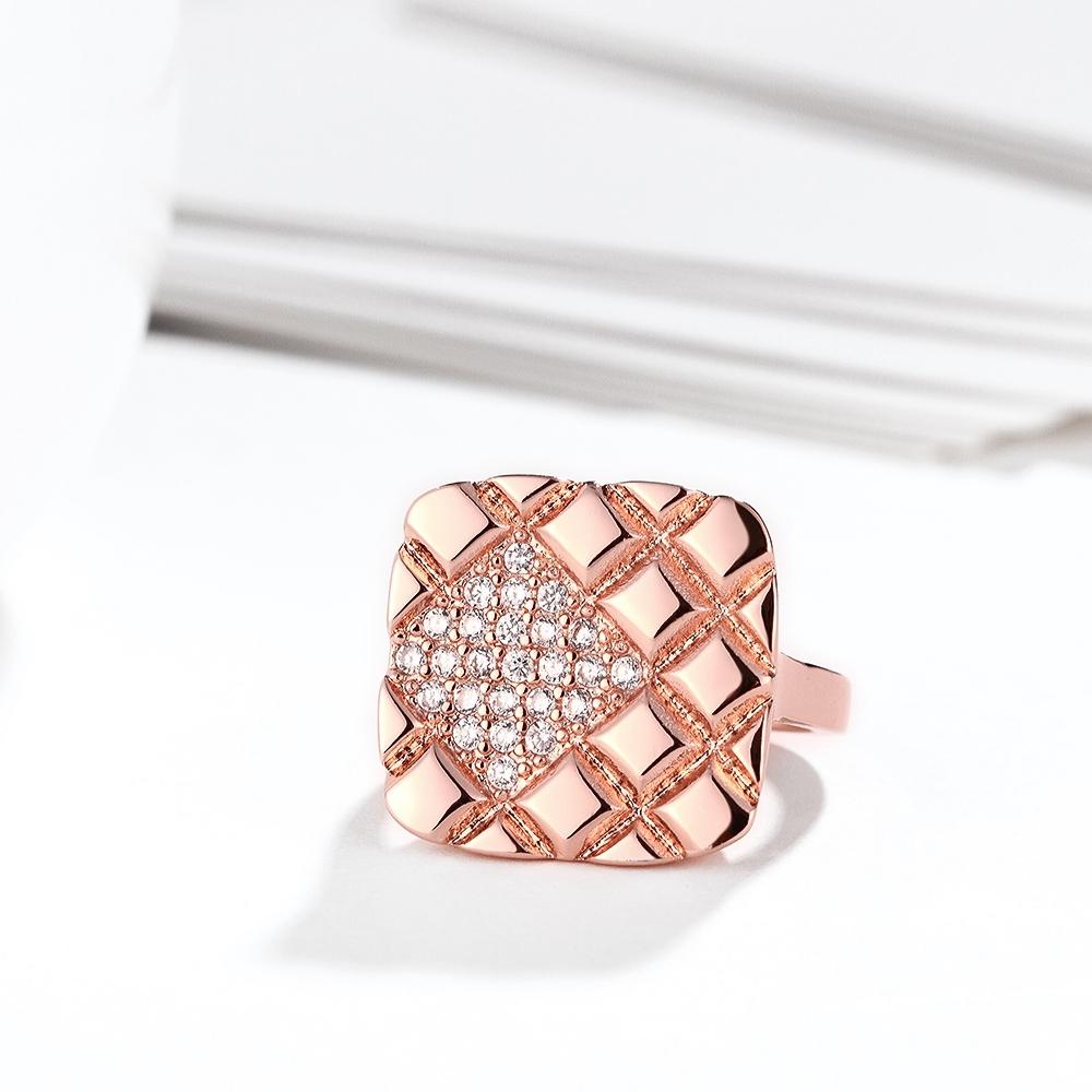 18K Rose Gold Plated Gisela Quilted Look Ring made with Swarovski