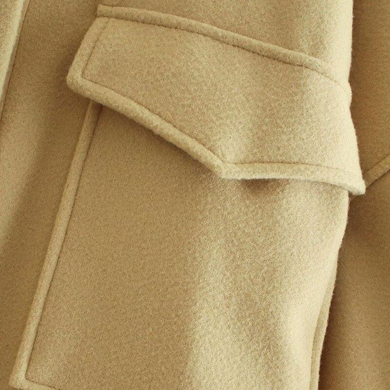 Autumn Women Khaki Loose Jacket Vintage Lapel Long Sleeve Oversized