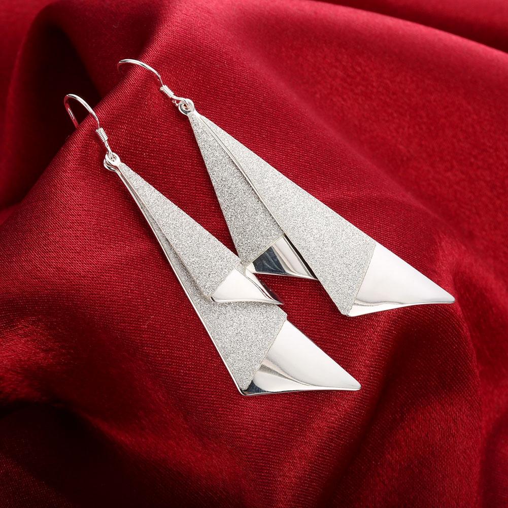 Triangle Drop Earring in 18K White Gold Plated