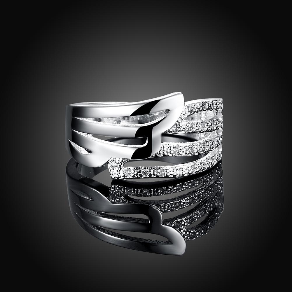 Silver Plating White Swarovski Pav'e Matrix Design Ring