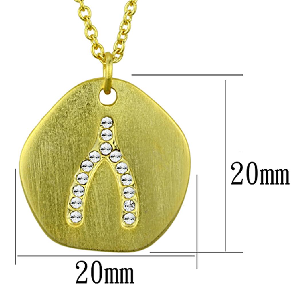 LO3479 - Gold & Brush Brass Chain Pendant with Top Grade Crystal  in