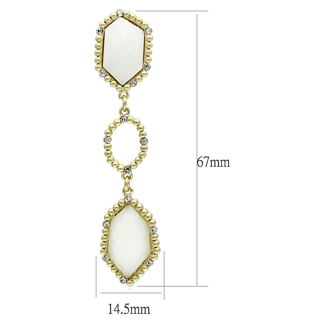 LO3692 - Gold & Brush Brass Earrings with Synthetic Synthetic Stone in
