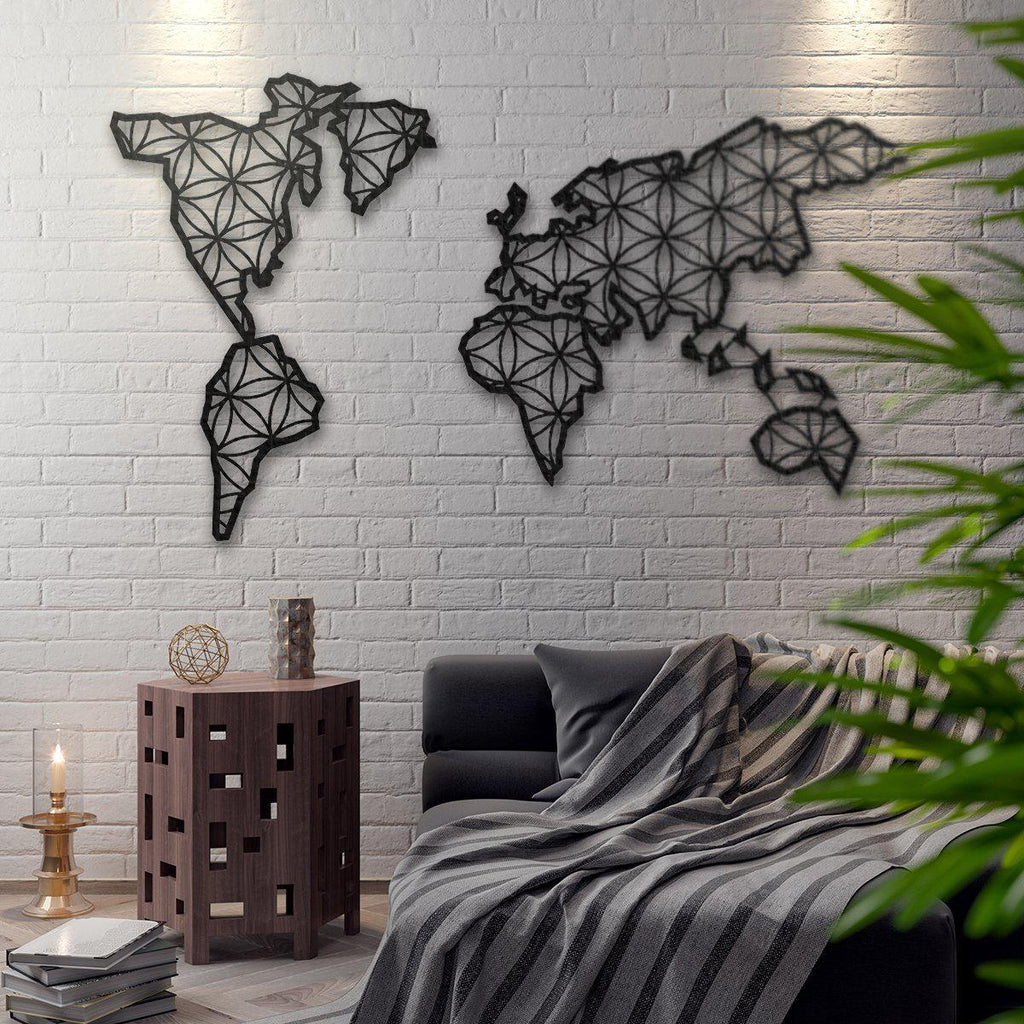 Liv - Metal World Map Wall Art