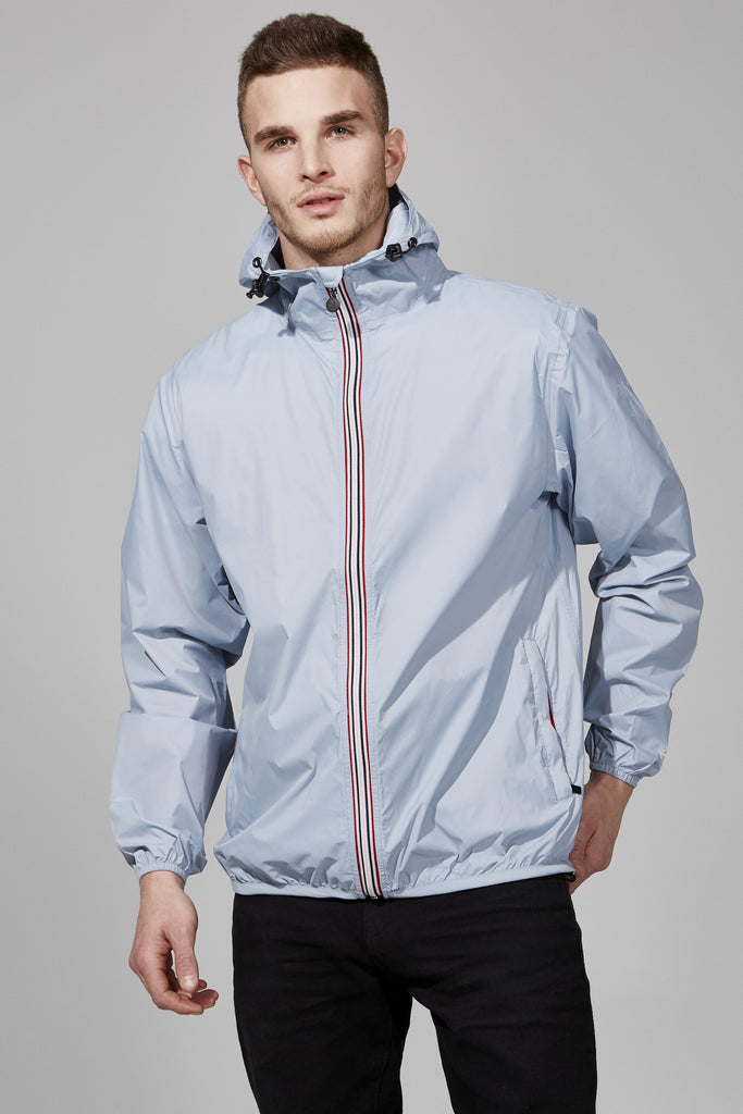 Max - Celestial Blue Full Zip Packable Rain Jacket