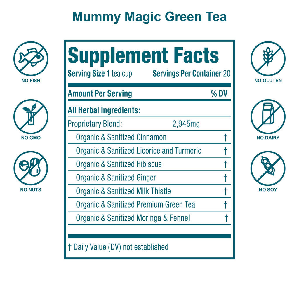 Mummy Magic Weight Loss Green Tea (with Moringa)- 40 Servings- USDA