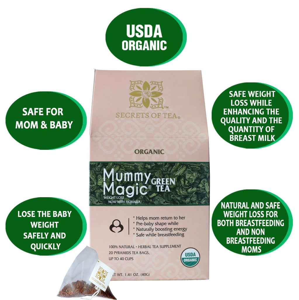 Mummy Magic Weight Loss Green Tea (with Moringa)- 40 Servings- USDA
