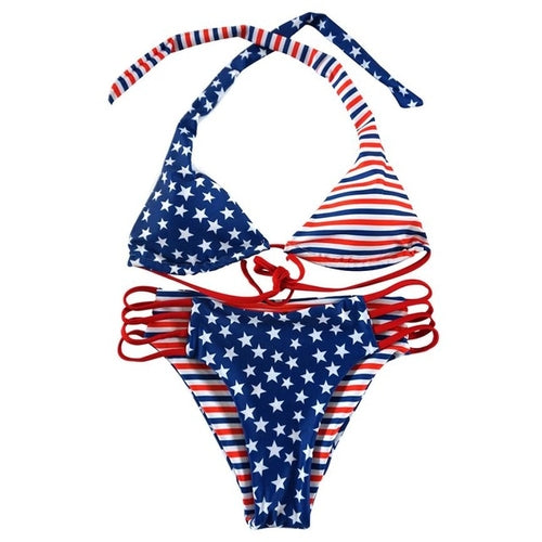 New Arrival Women Swimwear American Print Flag
