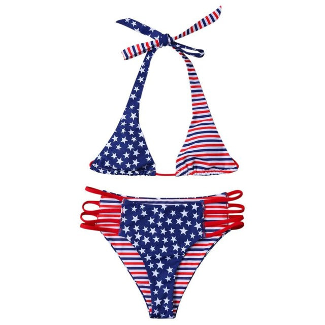 New Arrival Women Swimwear American Print Flag