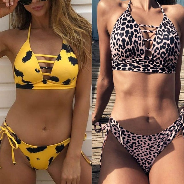 Popular Sexy Womens Leopard Bikini Push-Up Padded