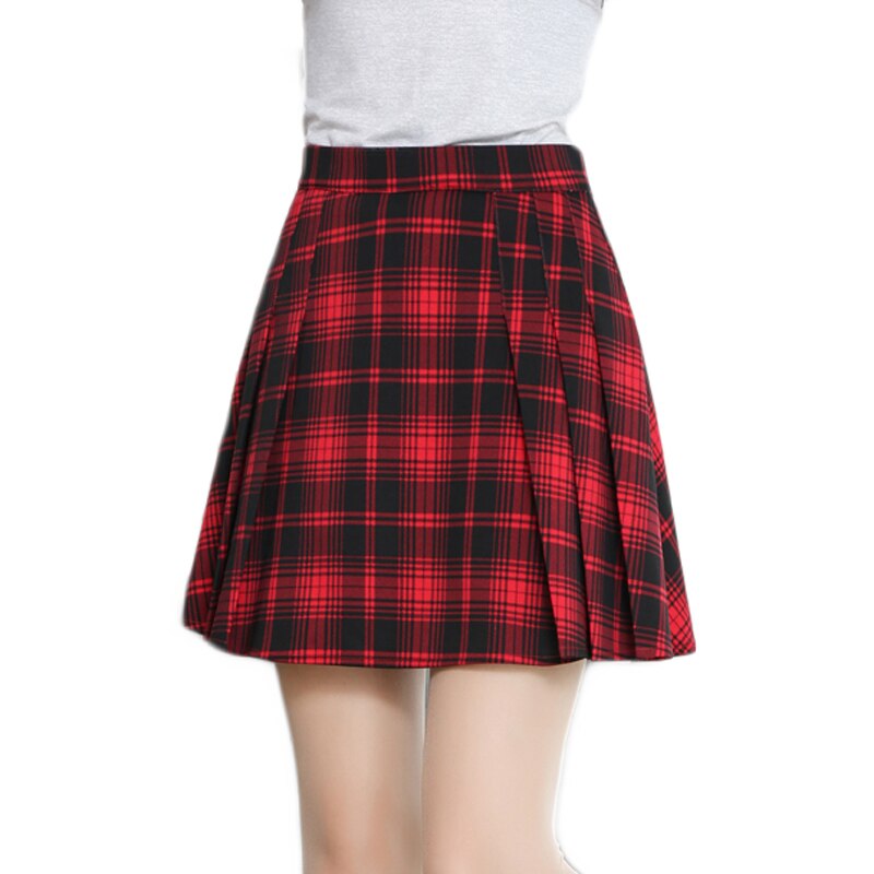 Preppy faldas Plaid Pleat Skirts Mini Jupe
