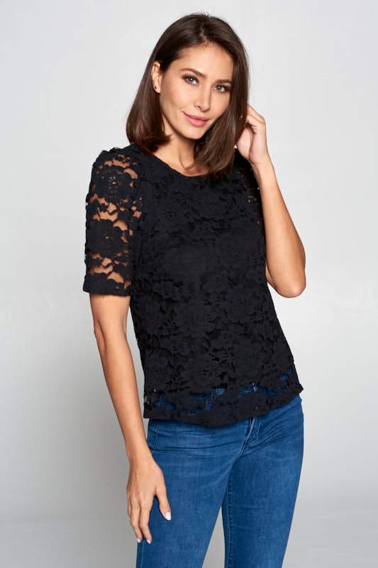 Lace Short Sleeve Top