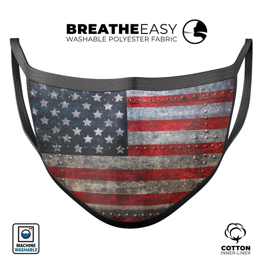 Riveted Metal American Flag USA - Made in USA Mouth Cover Unisex