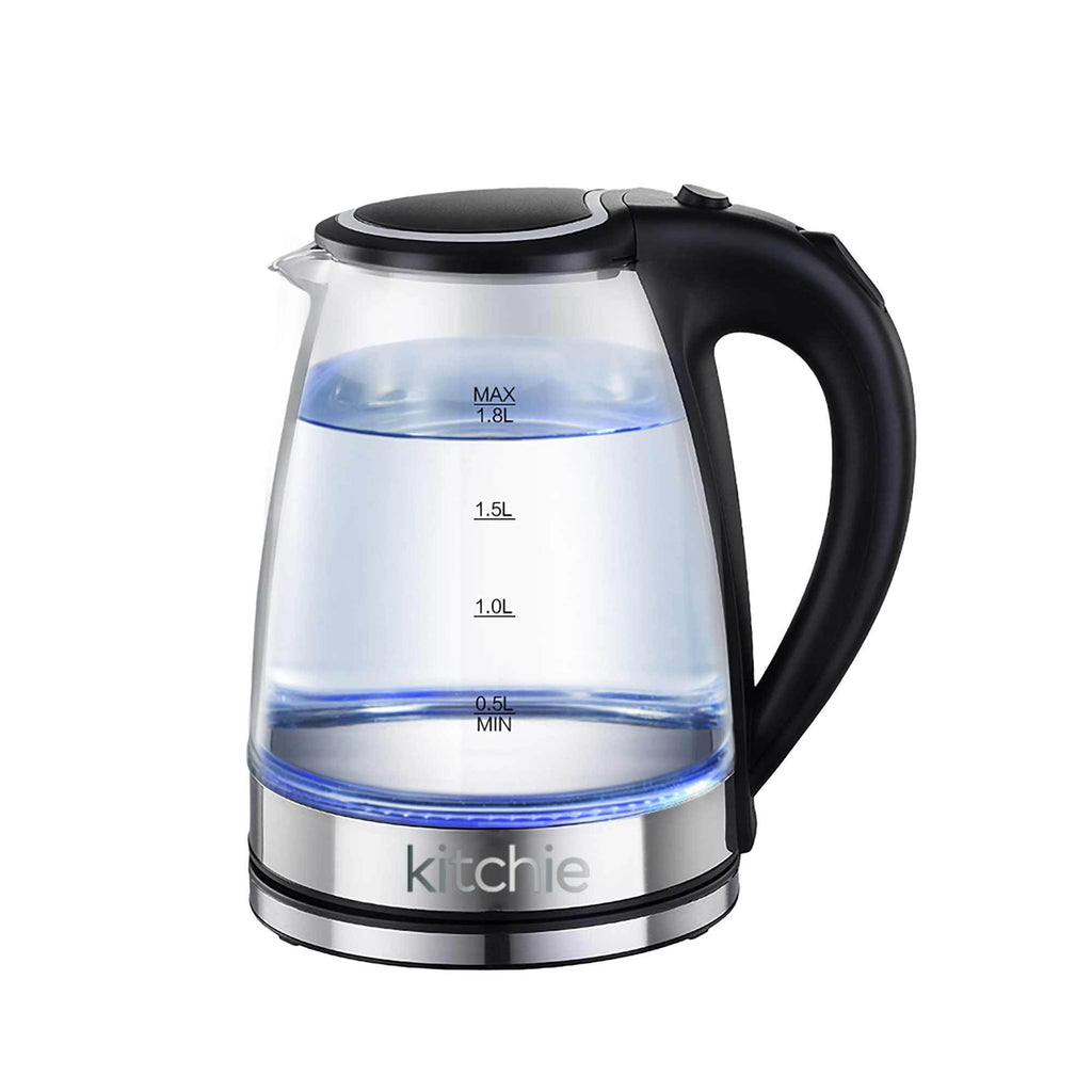 1.8L Electric Glass Kettle LED Blue Light 360˚Automatic Cordless Water