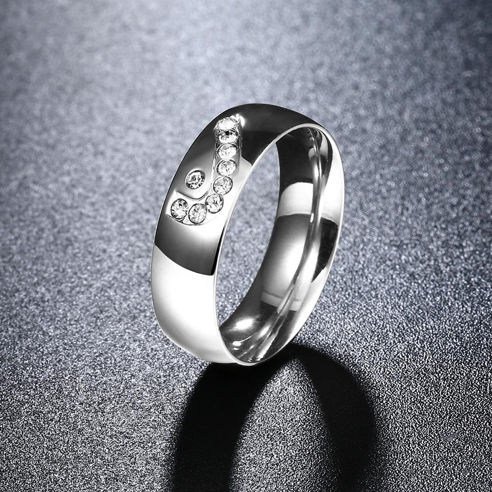 White Crystal Swirl Band Stainless Steel Ring