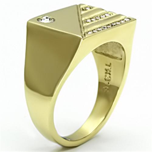 Stainless Steel Synthetic Crystal Rings TK731