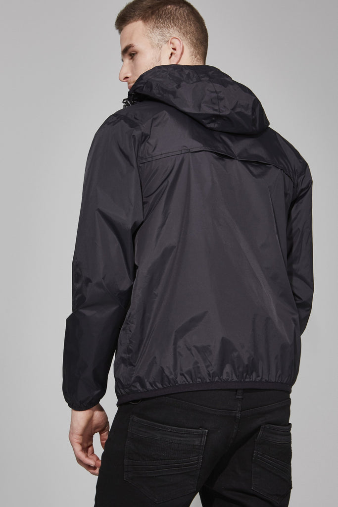 Alex - Black Quarter Zip Packable Light Rain Jacket