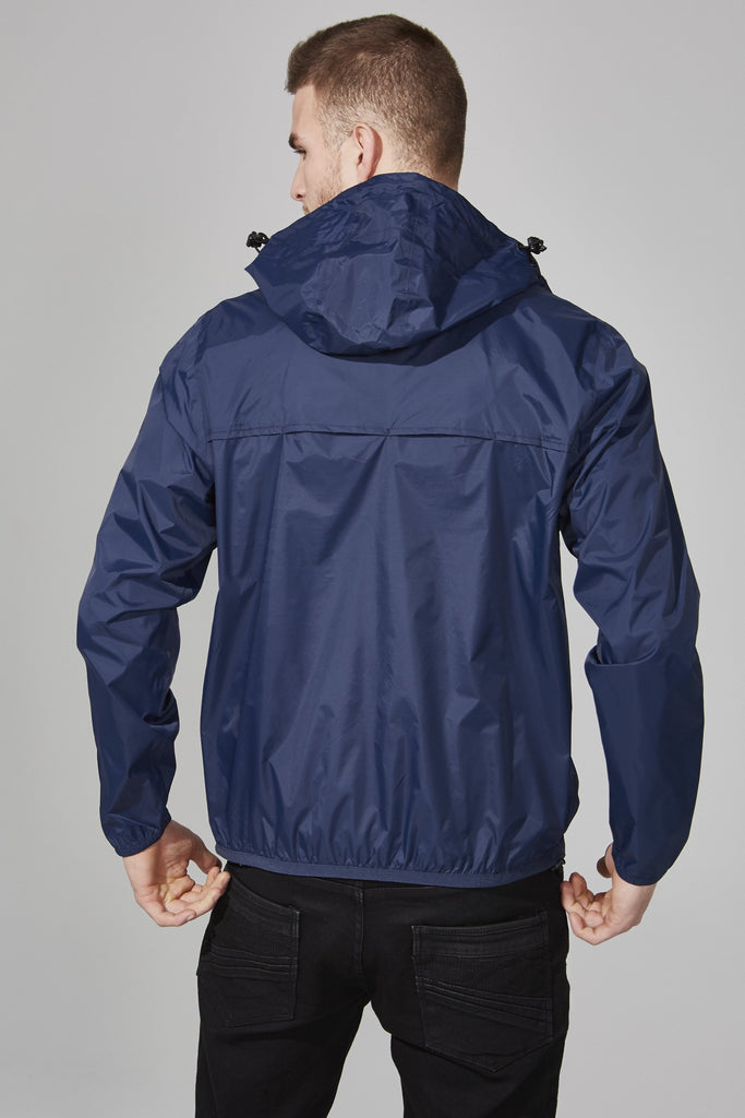 Alex - Navy Quarter Zip Packable Rain Jacket