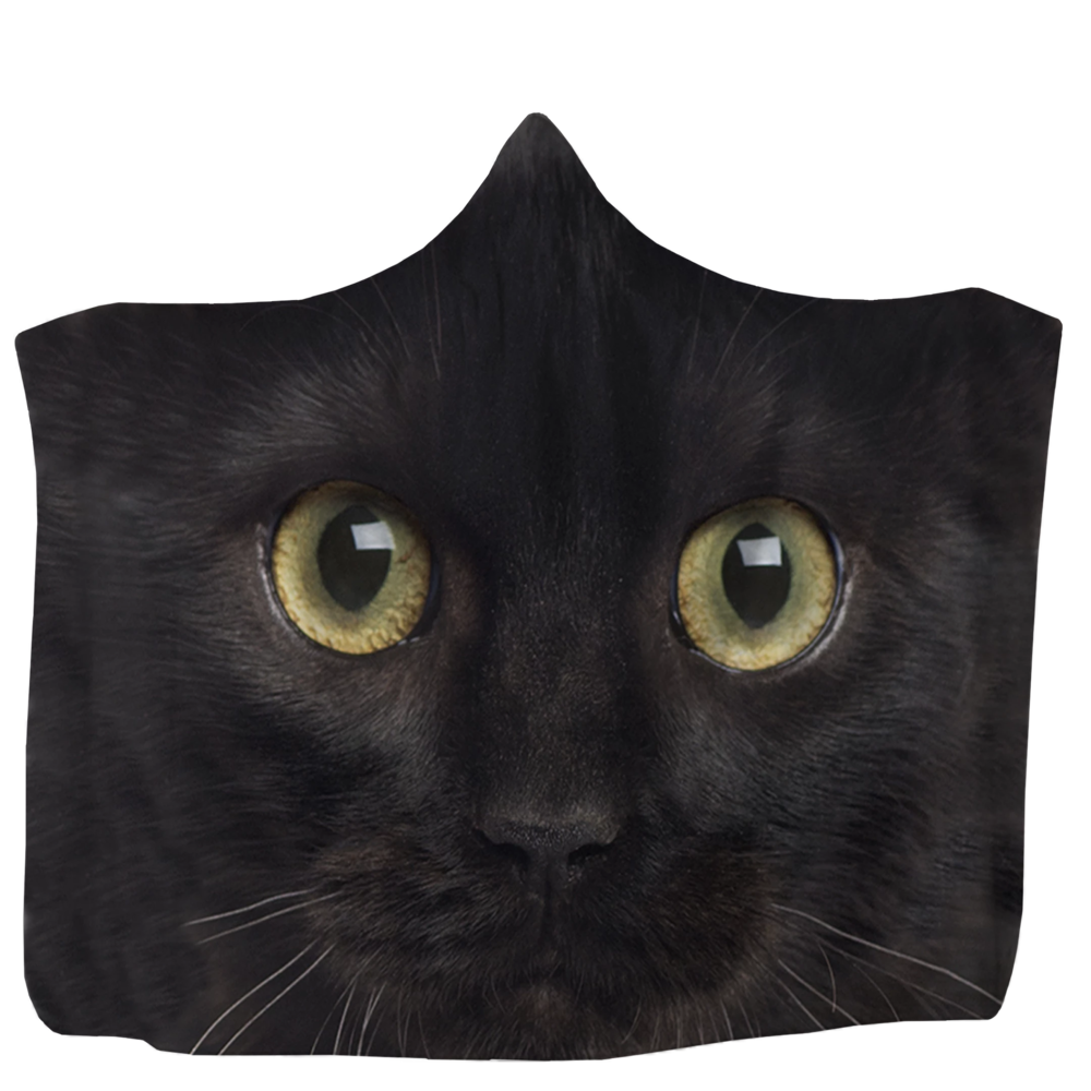 Black Cat Hooded Blanket