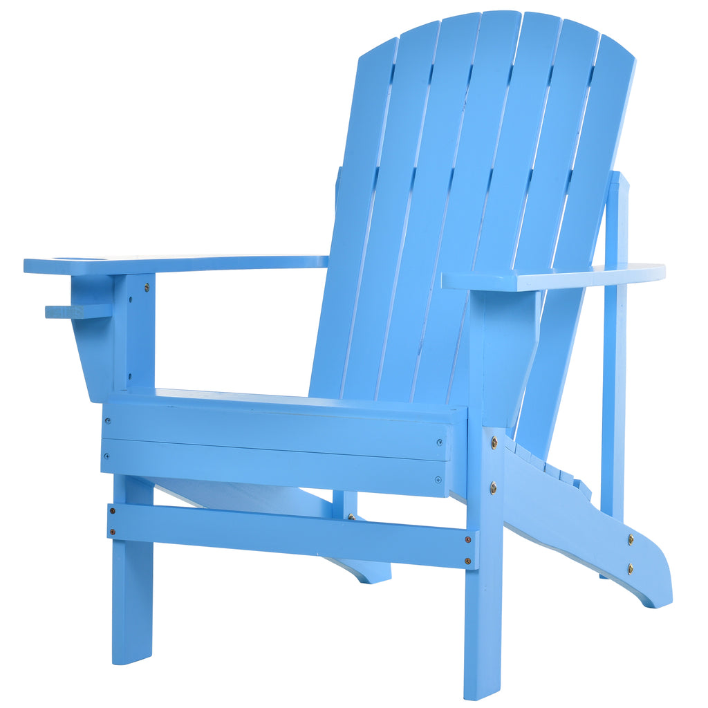 Outsunny Outdoor Patio Wooden Adirondack Chair Lounge w/Cup Holder