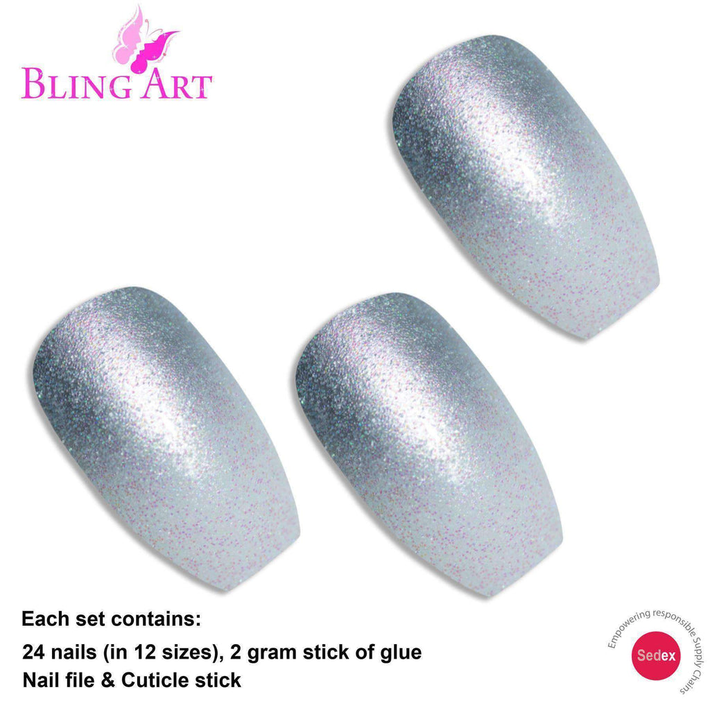 False Nails by Bling Art Silver Gel Ombre