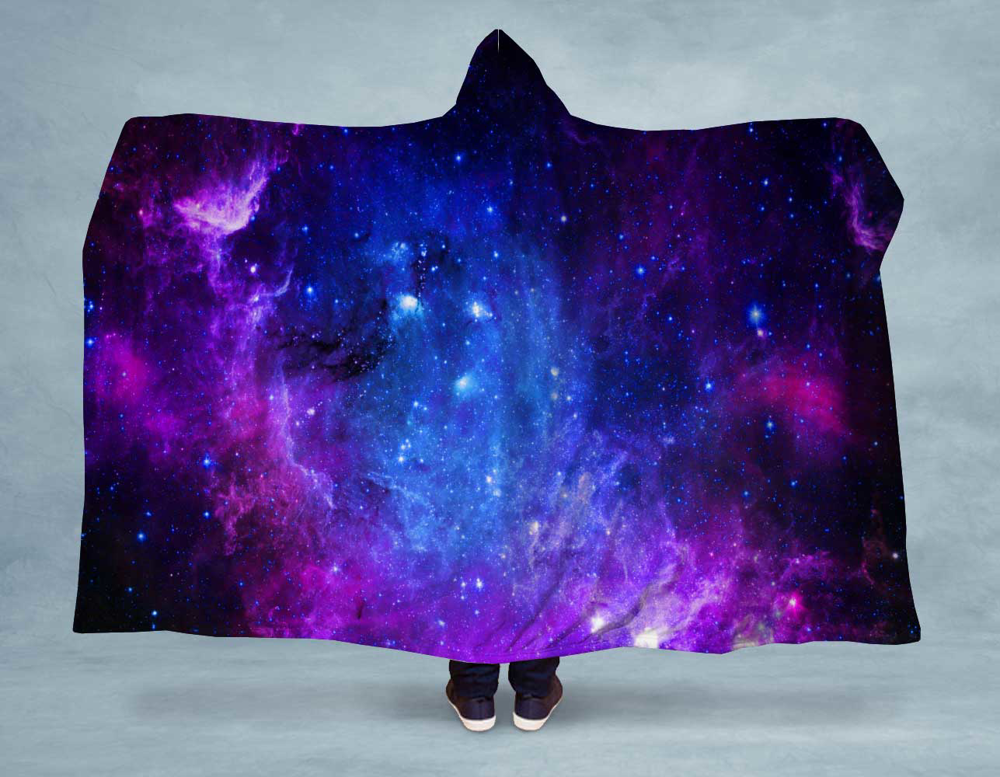 Blue Pink Galaxy Hooded Blanket