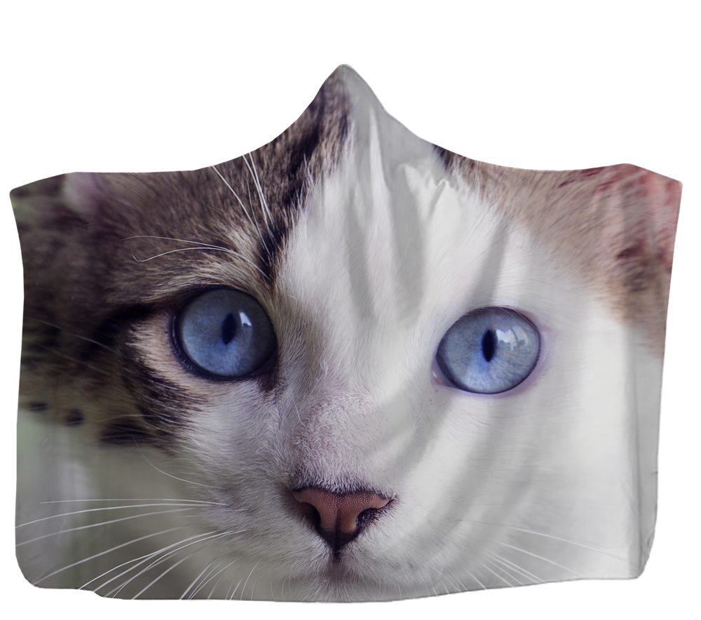 Blue Eyed Cat Hooded Blanket