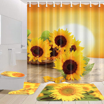 Sunflower Waterproof Polyester Shower Curtain