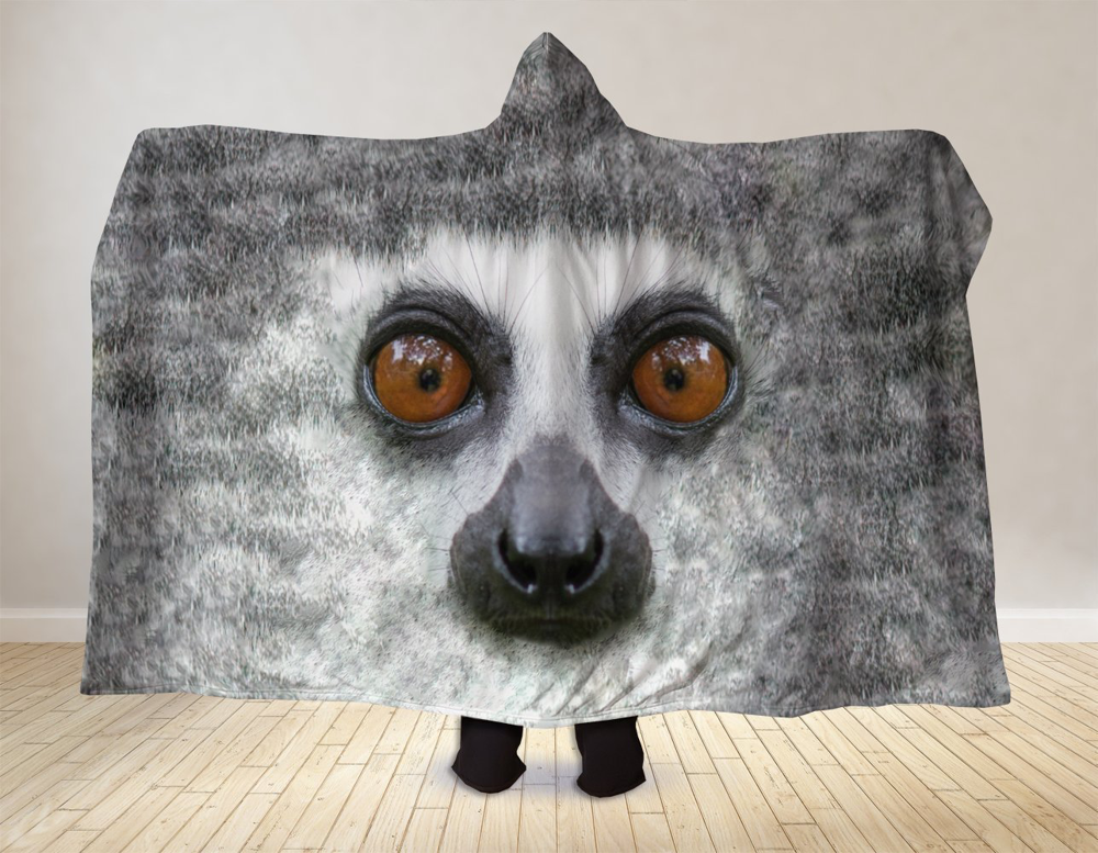 Lemur Face Hooded Blanket
