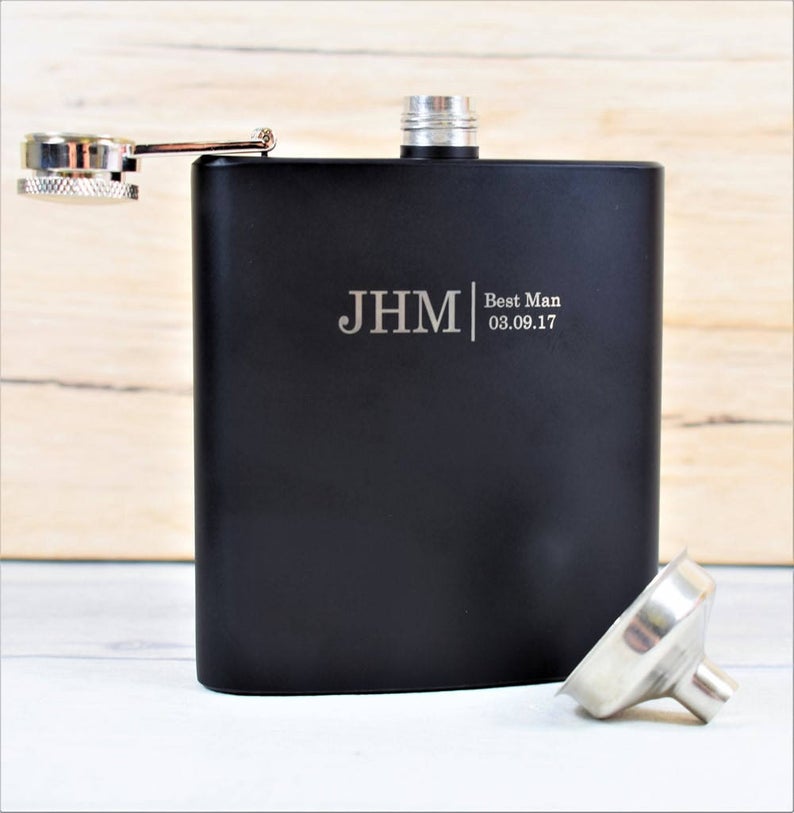 Black Hip Flask with Gift Box & Funnel
