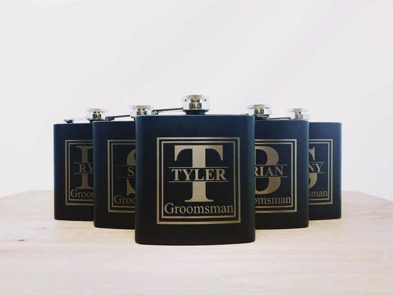 Gifts for Groomsmen - Personalized Flask Set - Engraved Flask - Flask