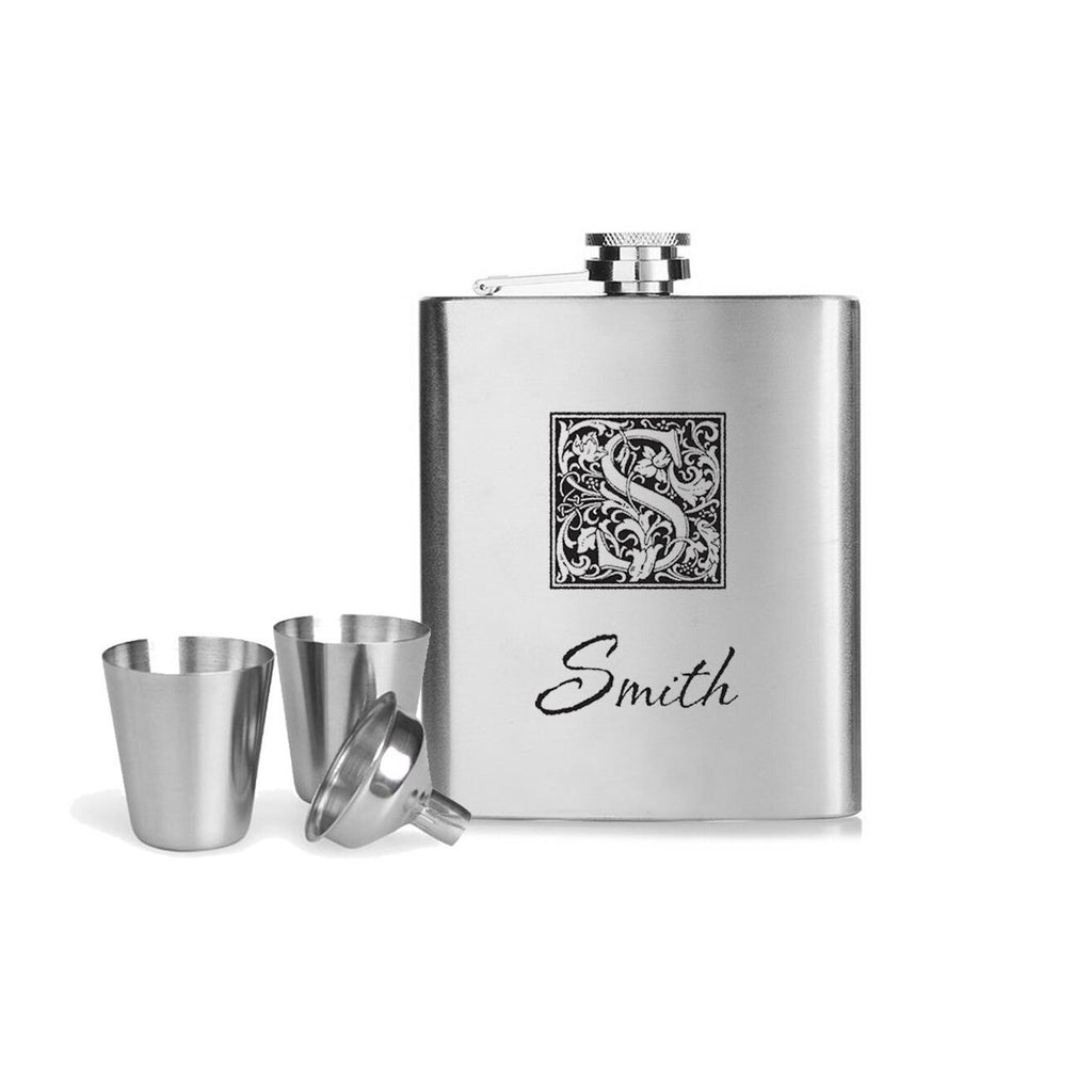 Last Name Monogram Stainless Steel Flask Personalized Flask