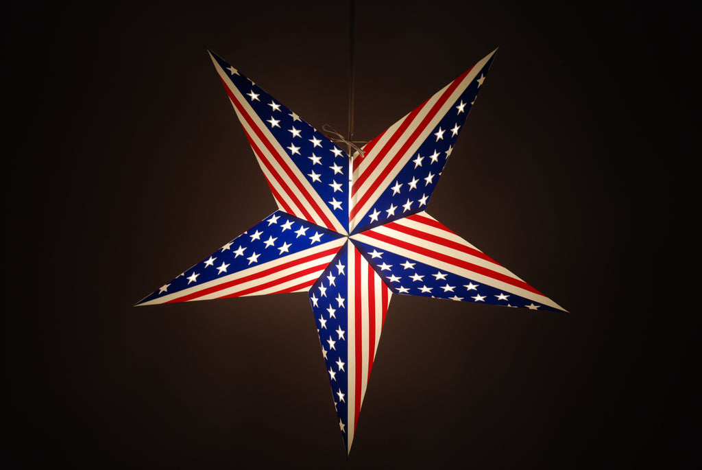 USA Flag - Handmade 5 Pointed Paper Star Lantern