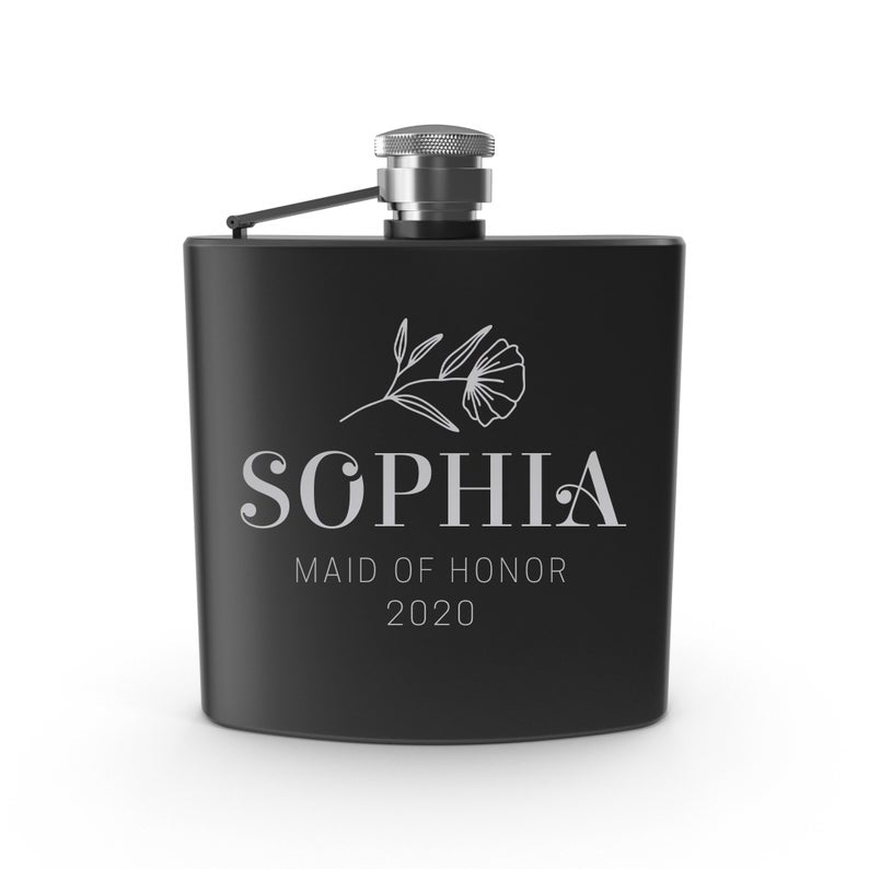 Engraved Liquor Flask Gift  Maid of Honor Matron of Honor Bridal Party