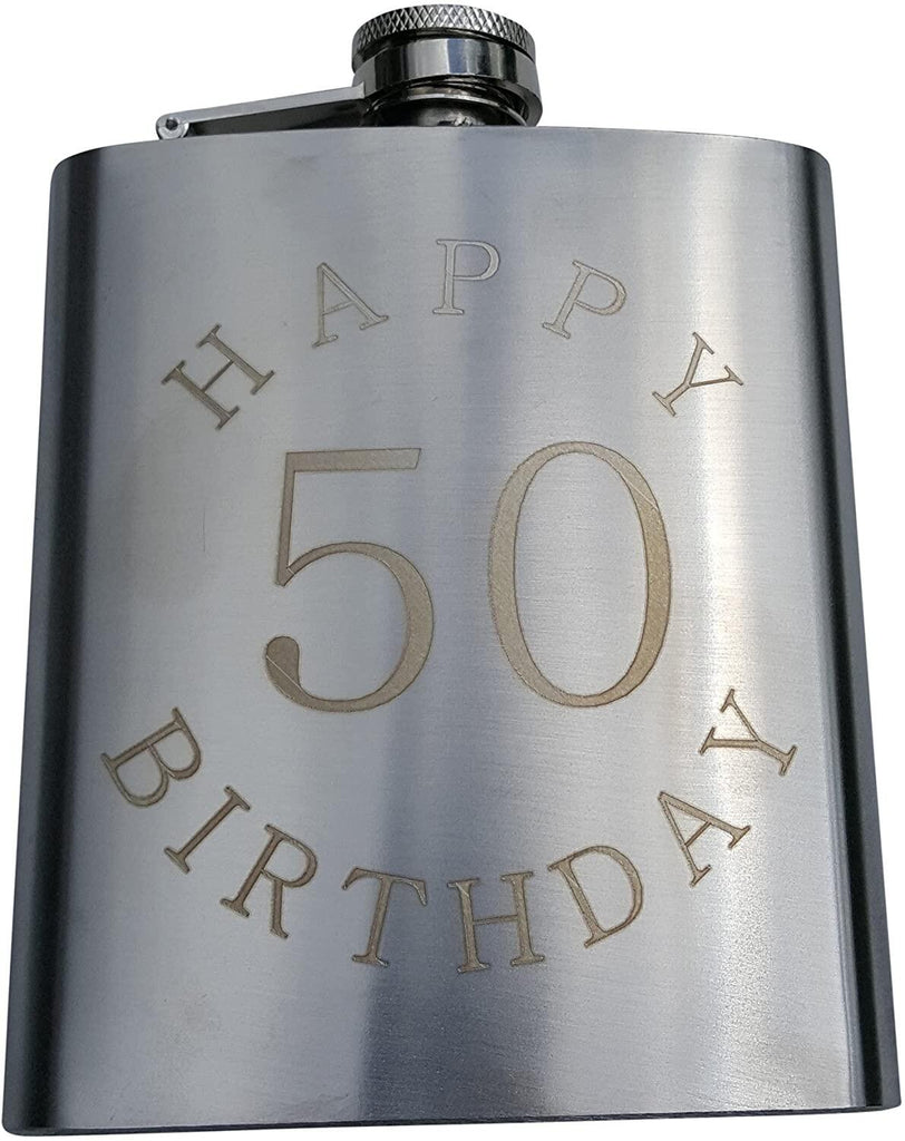 Happy 50 Birthday 50th Birthday Flask Gift Set 8 oz Flask