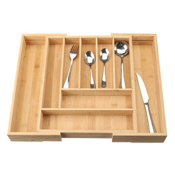 Bamboo Drawer Kitchen Cutlery Organizer
