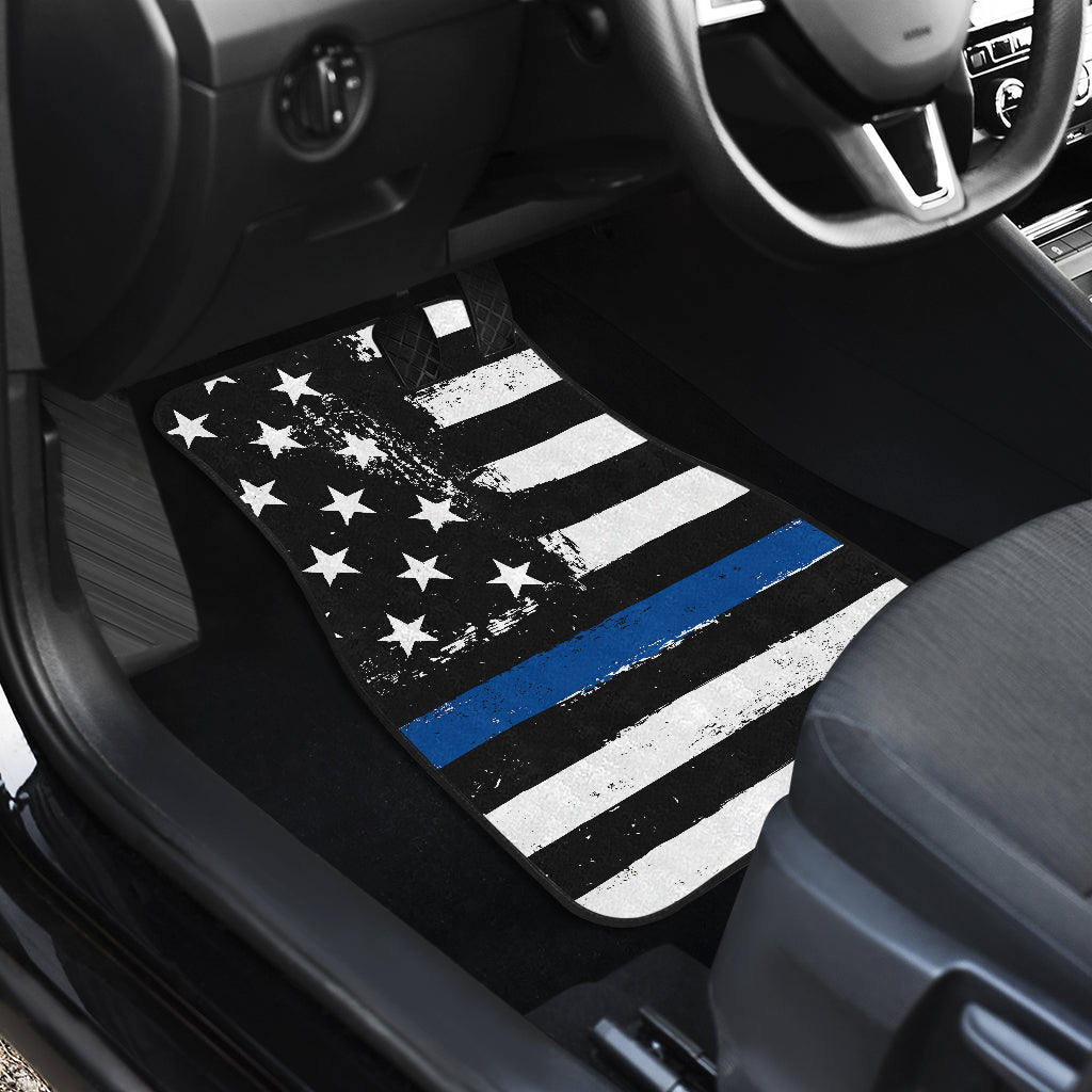 Thin Blue Line Front And Back Car Mats (Set Of 4)
