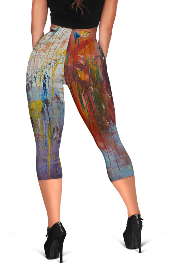 Drizzled Women's Capris from Expressionistic Fine Art Painting