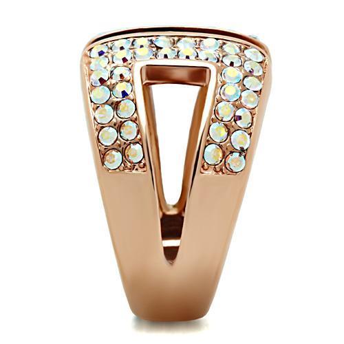 GL222 - IP Rose Gold(Ion Plating) Brass Ring with Top Grade Crystal