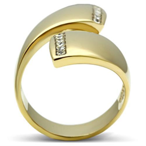 GL292 - IP Gold(Ion Plating) Brass Ring with Top Grade Crystal  in