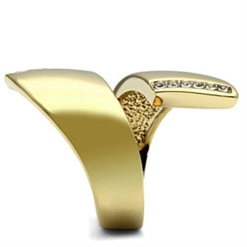 GL292 - IP Gold(Ion Plating) Brass Ring with Top Grade Crystal  in