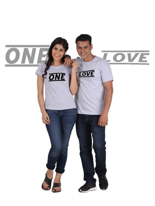One Love (Classic) Classic Couple T-Shirt Gray