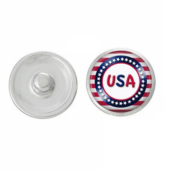 USA - Compatible with Ginger Snaps Jewelry - USA - Fourth of July -