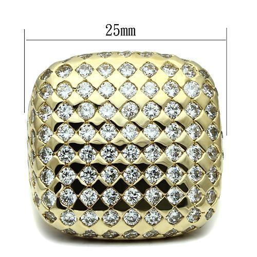 LO2516 - Gold Brass Ring with AAA Grade CZ  in Clear